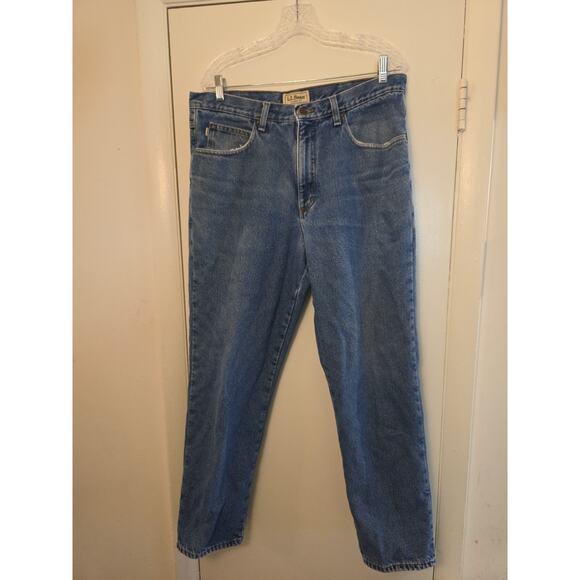 LL Bean Men's 36x30 Flannel Lined Denim Blue Jeans Classic Fit OJX04 cold Weathe - Picture 2 of 12